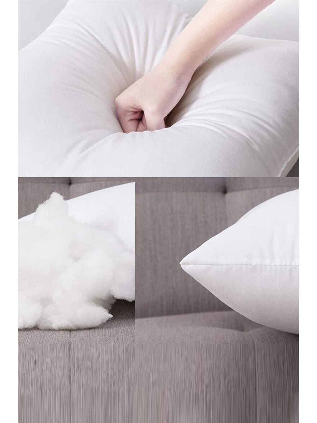 4Lü Kırlent %100 Pamuk Kılıflı Silikon Dolgulu Beyaz Kırmızı-2