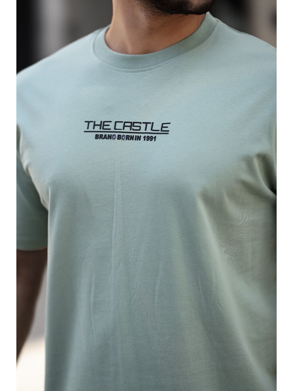 Yeşil Erkek Oversize T-Shirt The Castle-2