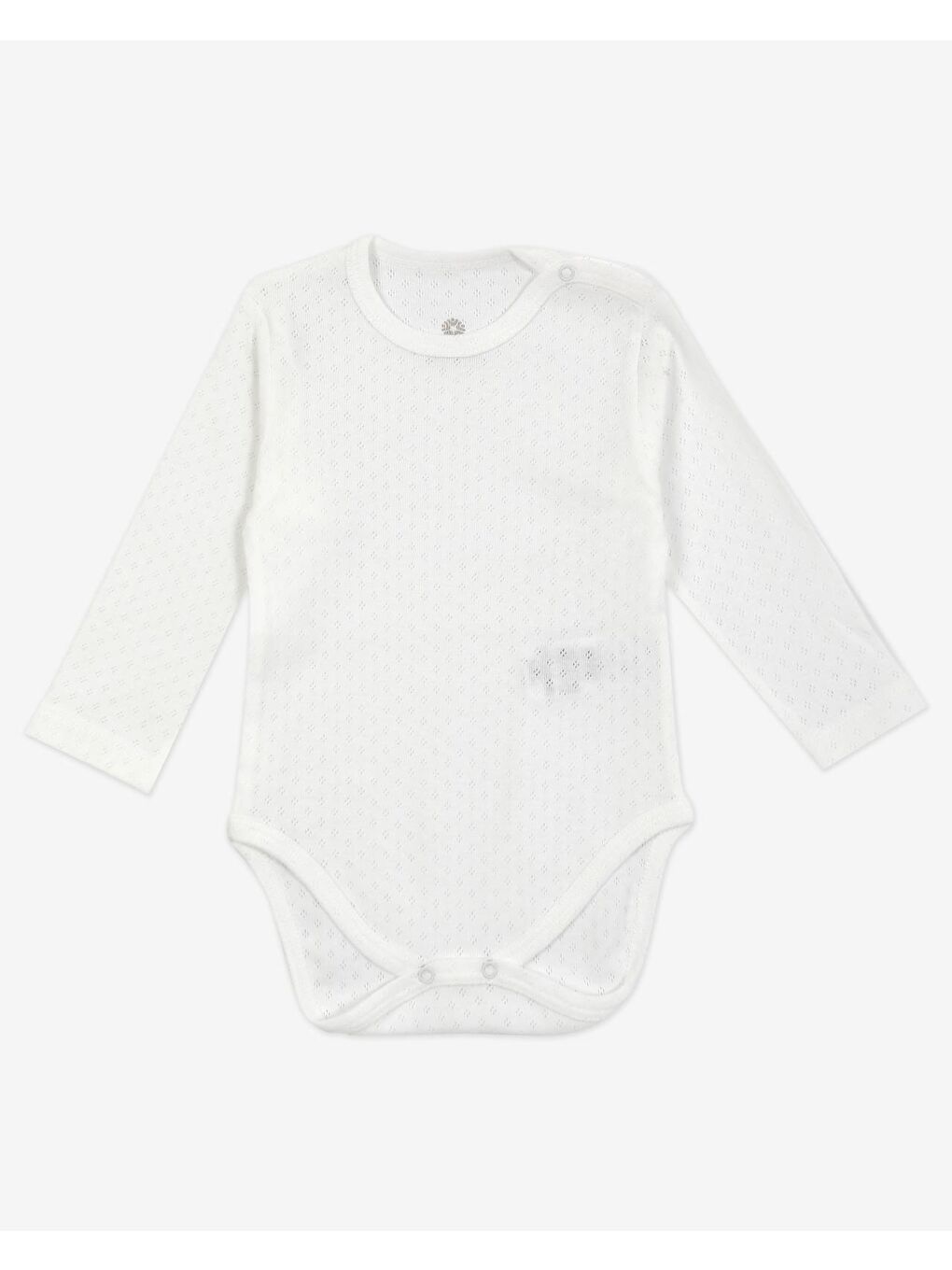 Ekru Bisiklet Yaka Pamuklu Uzun Kollu Kız Bebek Jakarlı Çıtçıtlı Body 3'lü-1