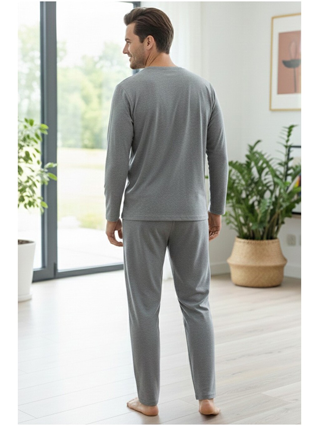Karışık Uzun Kollu Örme Erkek Pijama Takım 7795-2