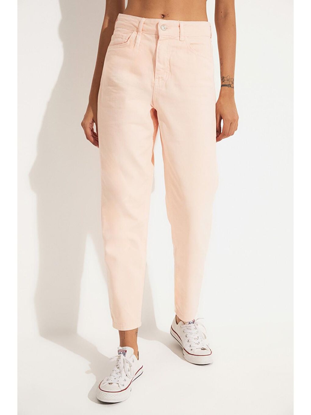 Pembe Mom Fit Jean Pantolon-1