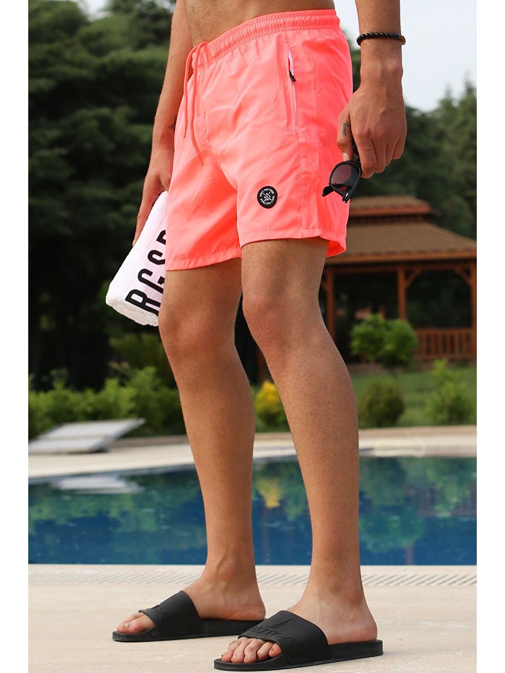 Pembe Neon Pudra Basic Deniz Şortu 4262-1