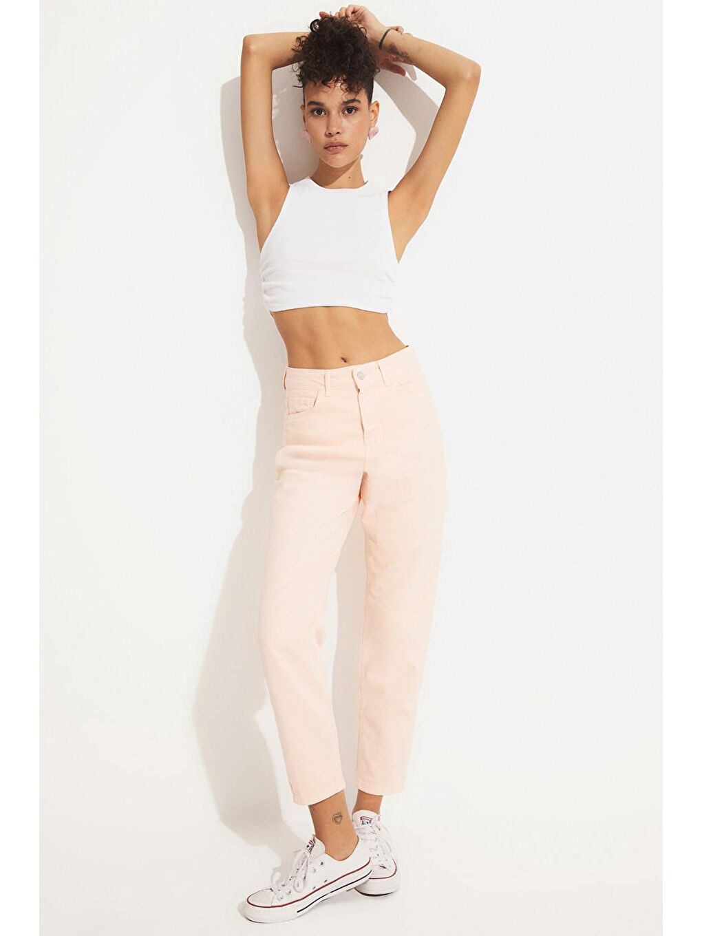 Pembe Mom Fit Jean Pantolon-2