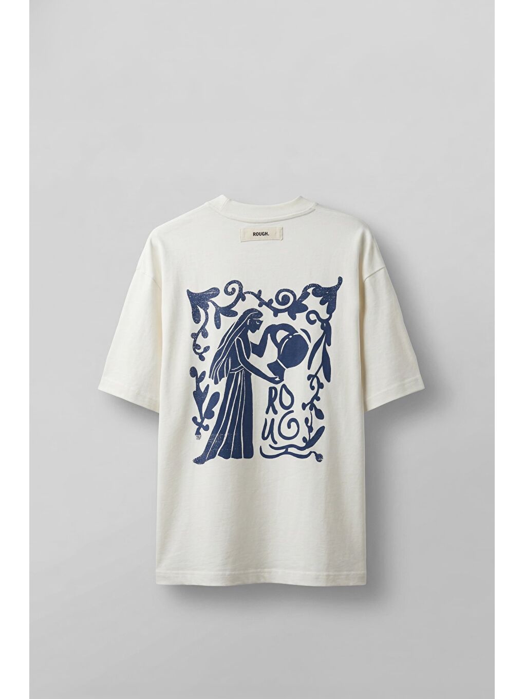 Erkek Süper Oversize Antik Figür Baskılı Premium T-Shirt Ekru-1