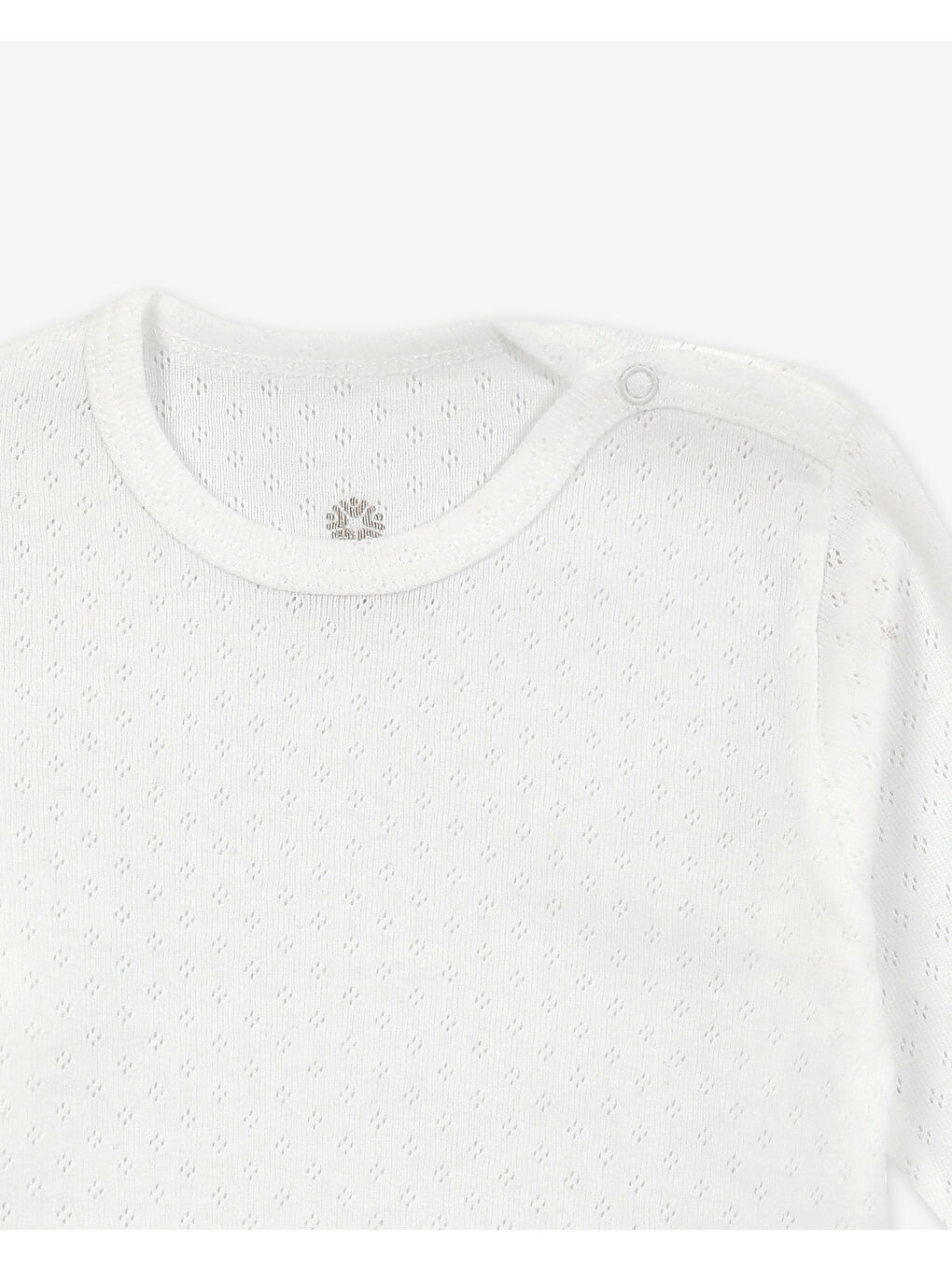 Ekru Bisiklet Yaka Pamuklu Uzun Kollu Kız Bebek Jakarlı Çıtçıtlı Body 3'lü-4