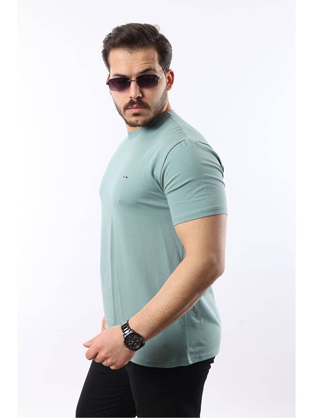 Turkuaz Erkek Slim Fit T-Shirt-2