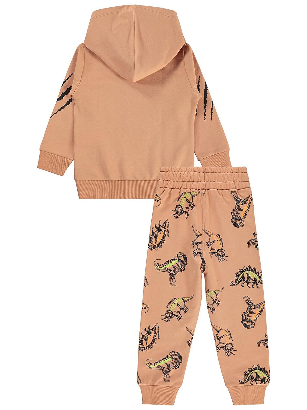 Kahverengi Boys Kapüşonlu 63 Baskılı 2-5 Yaş Eşofman Takımı-1