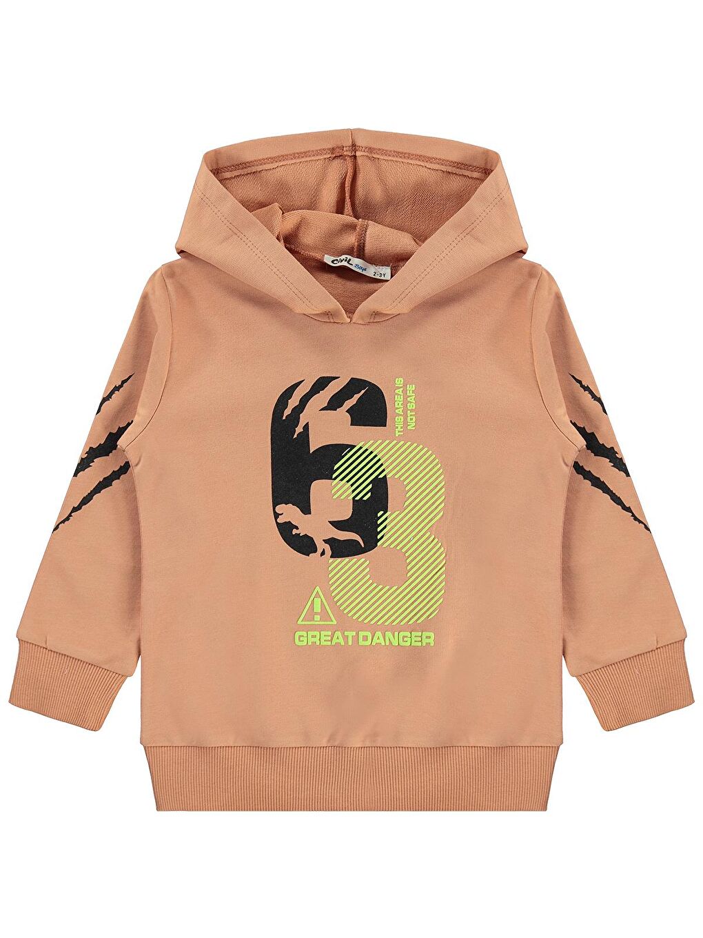 Kahverengi Boys Kapüşonlu 63 Baskılı 2-5 Yaş Eşofman Takımı-2