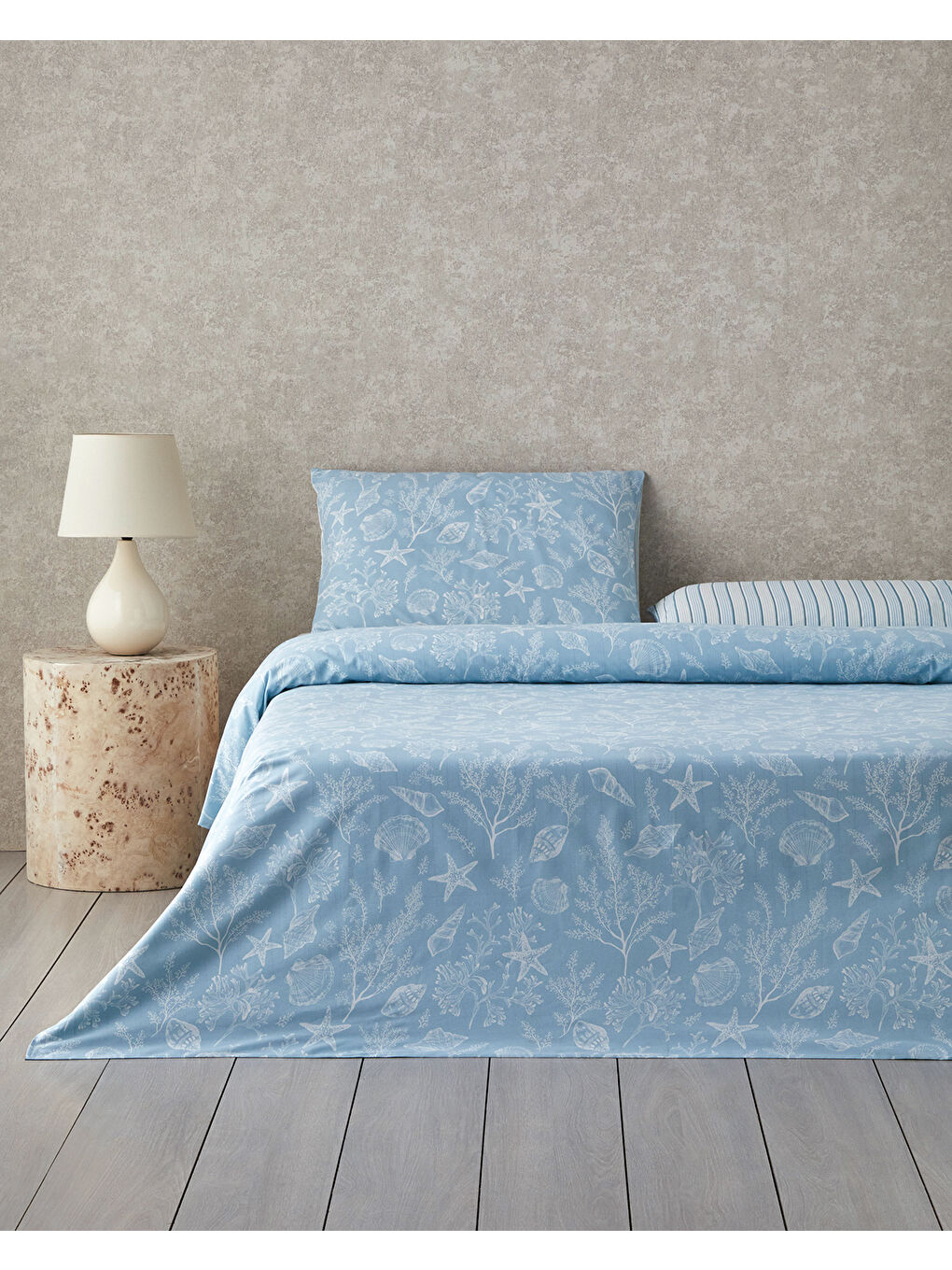 Ocean Flora Pamuklu Çift Kişilik Nevresim Seti 200x220 cm Mavi