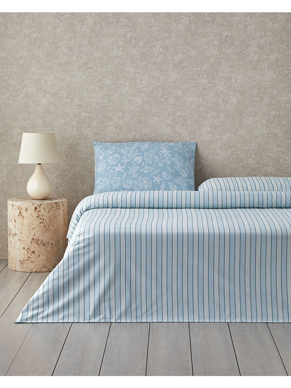 Ocean Flora Pamuklu Çift Kişilik Nevresim Seti 200x220 cm Mavi-1