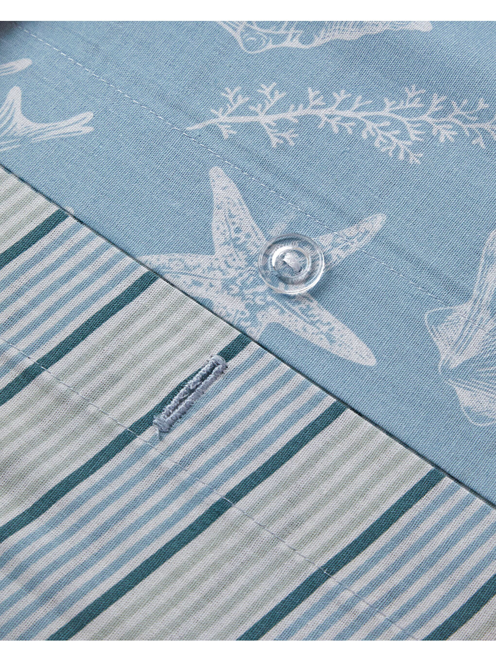 Ocean Flora Pamuklu Çift Kişilik Nevresim Seti 200x220 cm Mavi-5