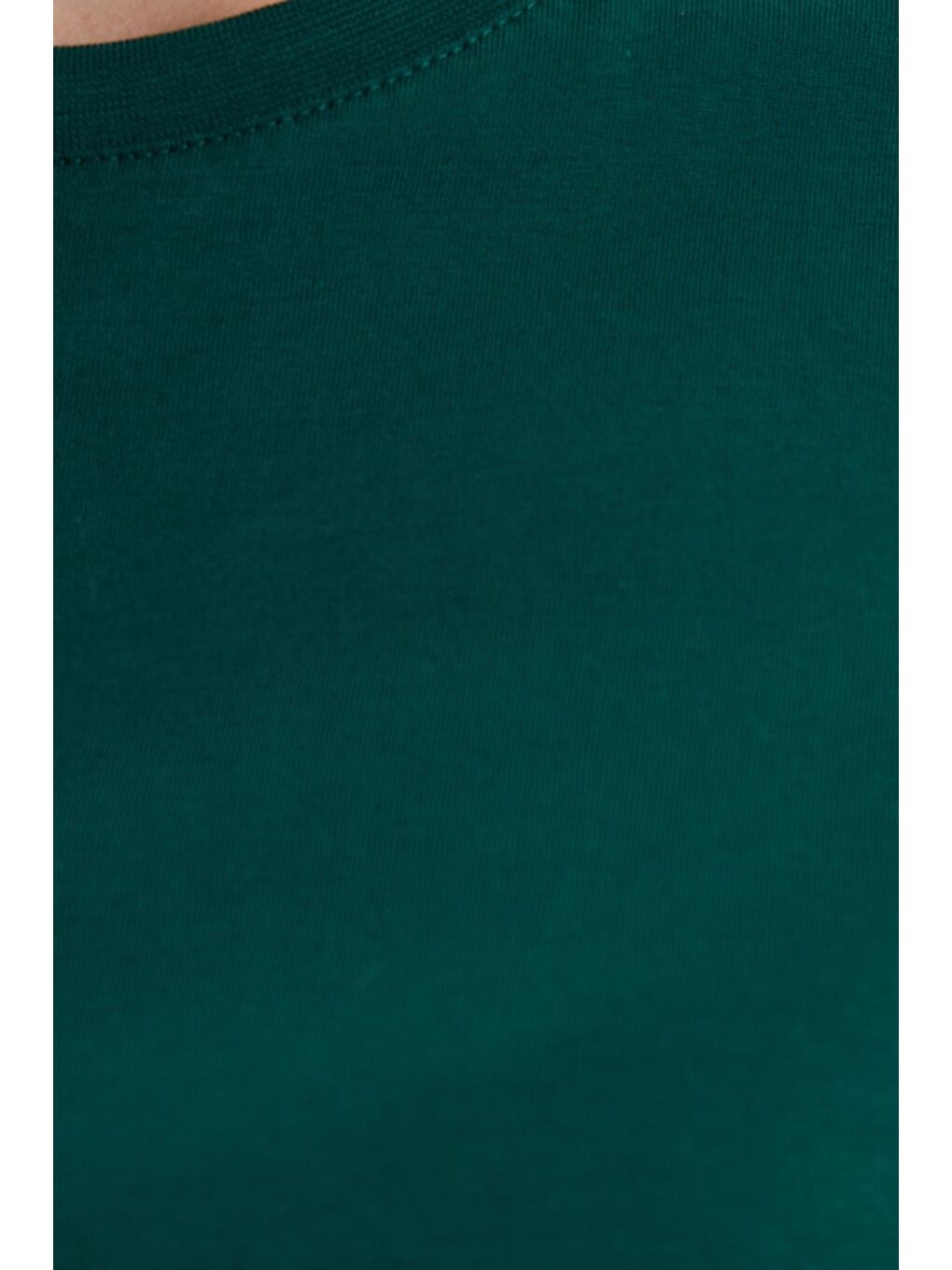 Kadın Bol Kesim Rahat Duruş %100 Pamuk Yumuşak Dokulu Yeşil Bisiklet Yaka Tişört-5