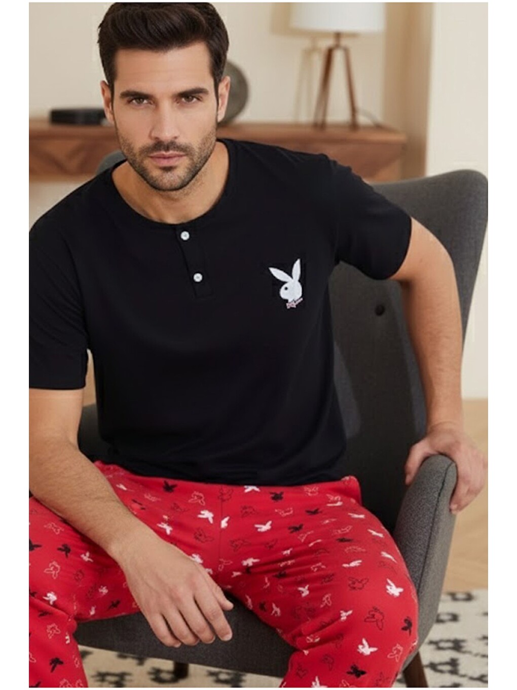 Siyah Bisiklet Yaka Örme Pijama Takım 25109846