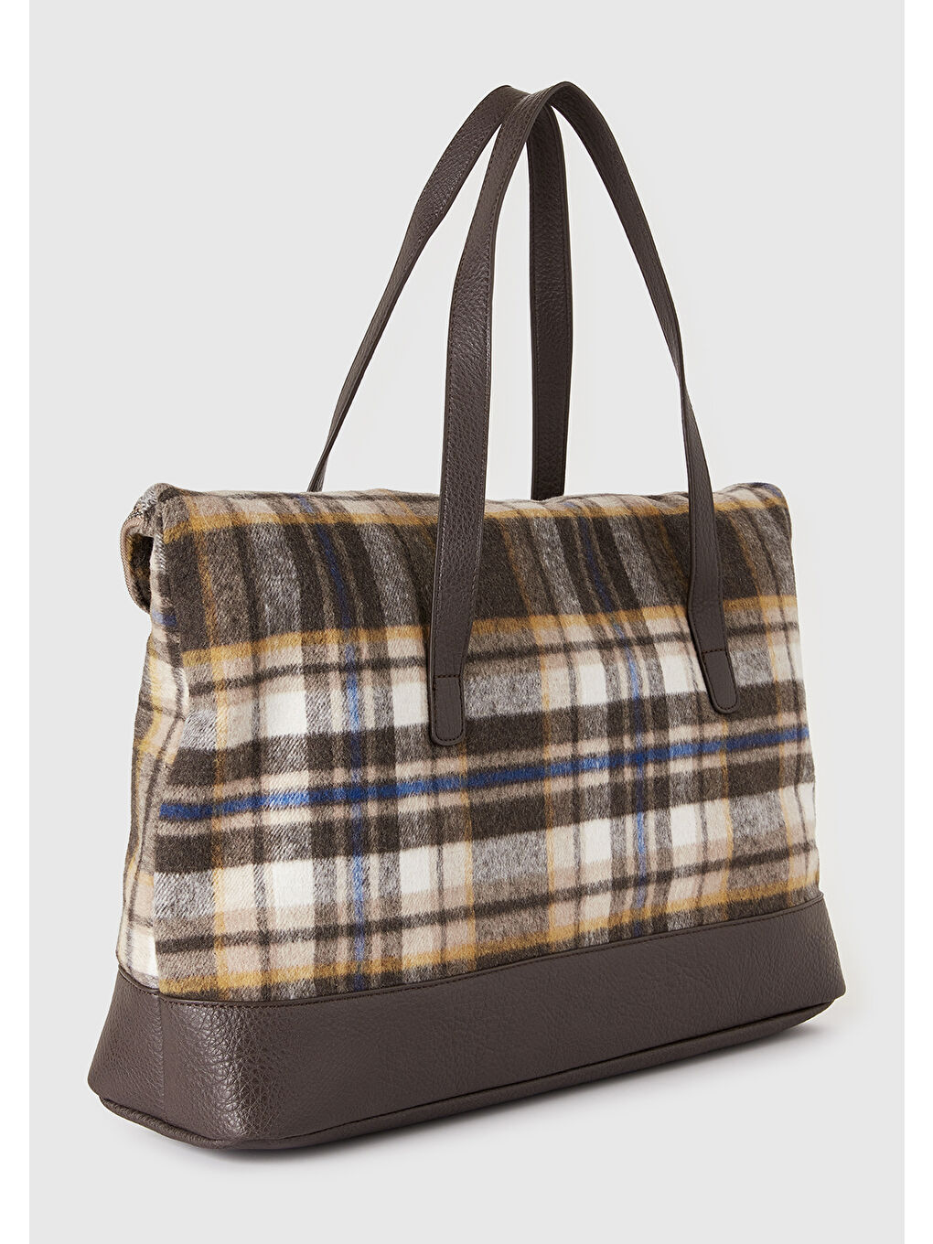 Karışık Erkek Çok Renkli Yün Karışımlı Desenli Logo Detaylı Fermuarlı Omuz Çantası-1