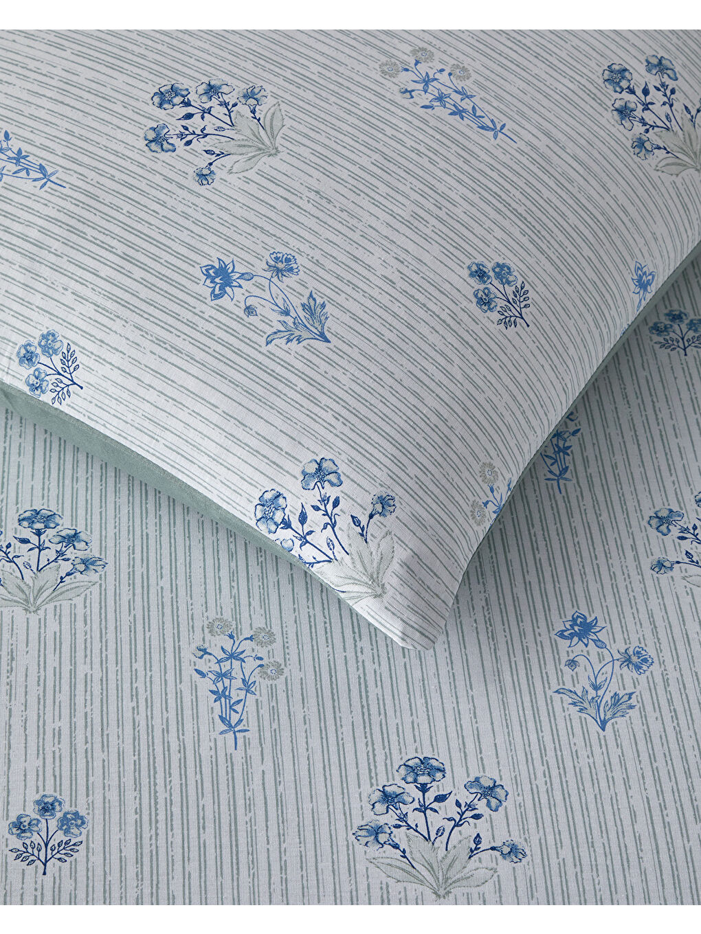 Seaside Blossom Pamuklu Çift Kişilik Nevresim Seti 200x220 cm Yeşil-3