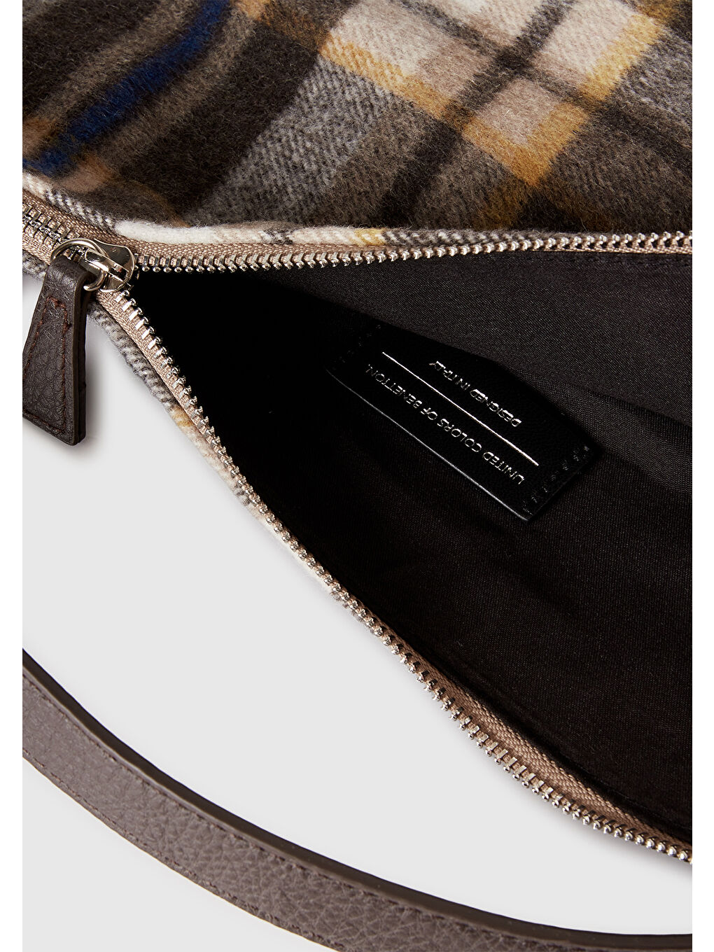 Karışık Erkek Çok Renkli Yün Karışımlı Desenli Logo Detaylı Fermuarlı Omuz Çantası-2