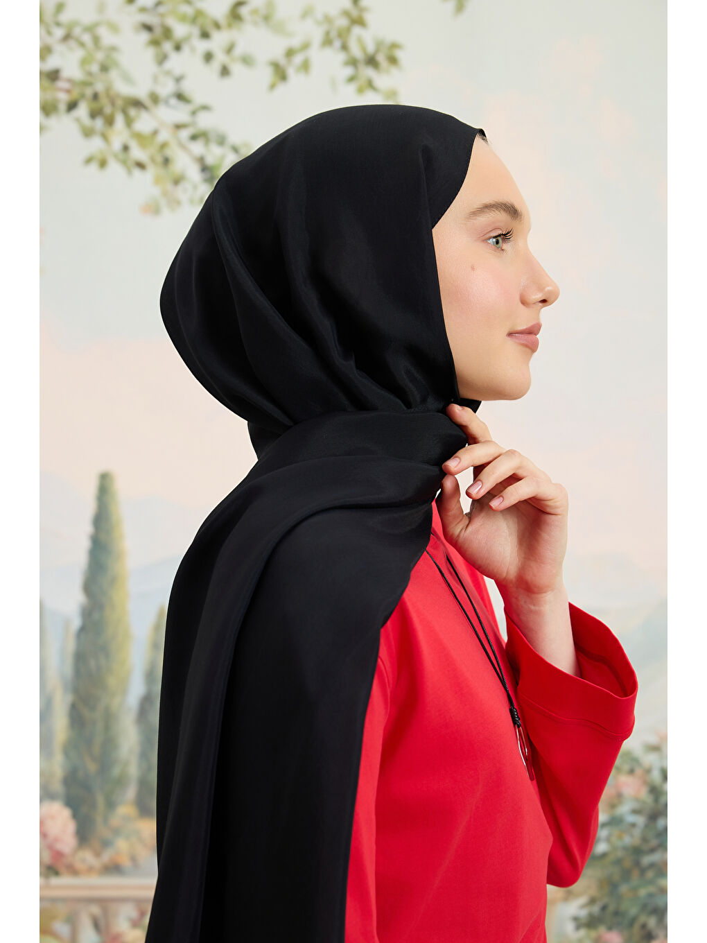 Floş Viskon Düz Şal Siyah-3