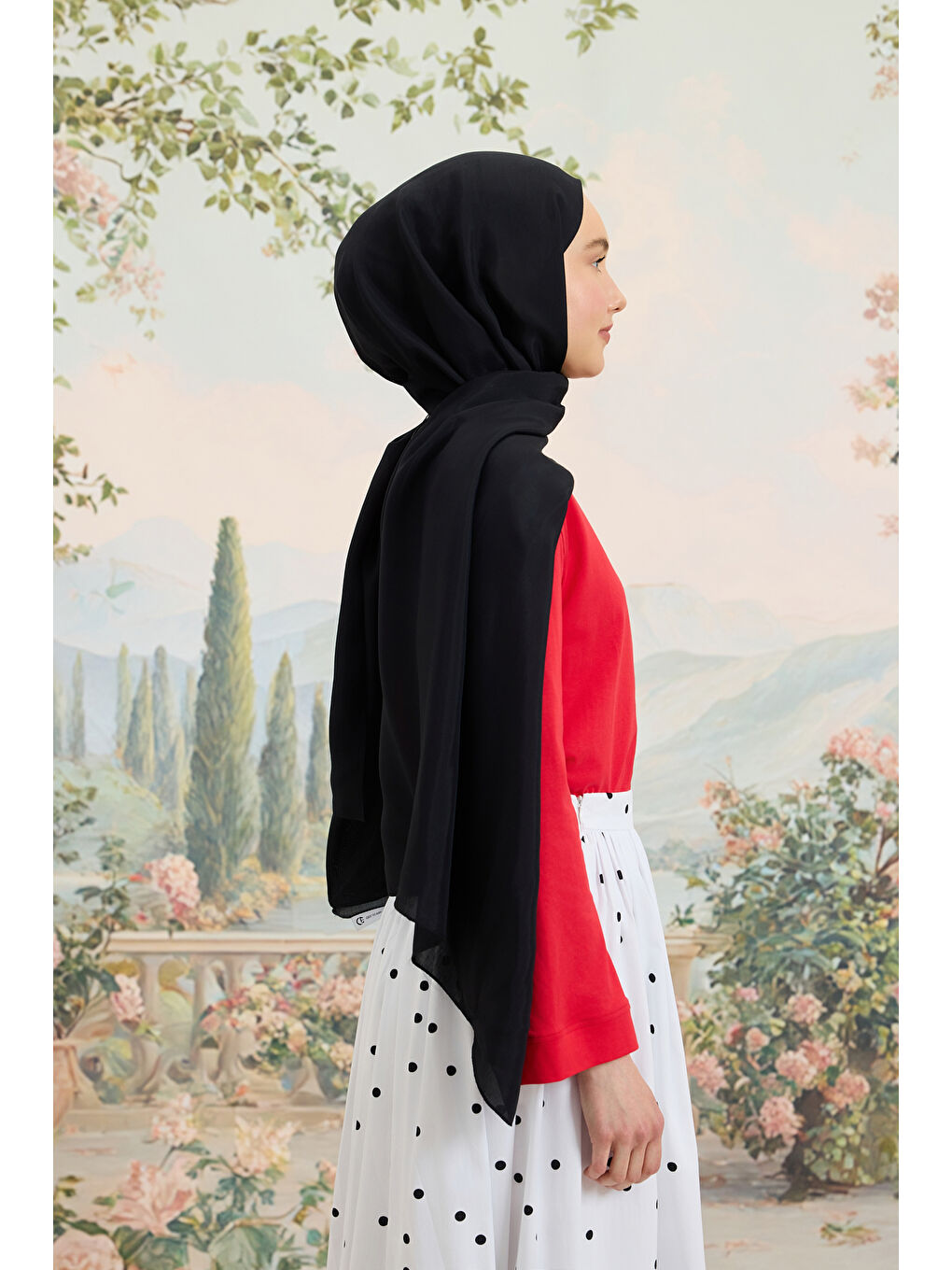 Floş Viskon Düz Şal Siyah-4