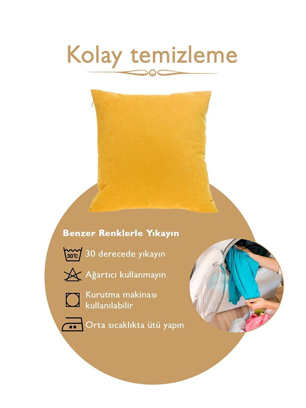 Panoroma Süet Dokulu Düz Punch (Panç) İçin Uygun Sarı 50X50 Dekoratif Kırlent Kılıfı-7