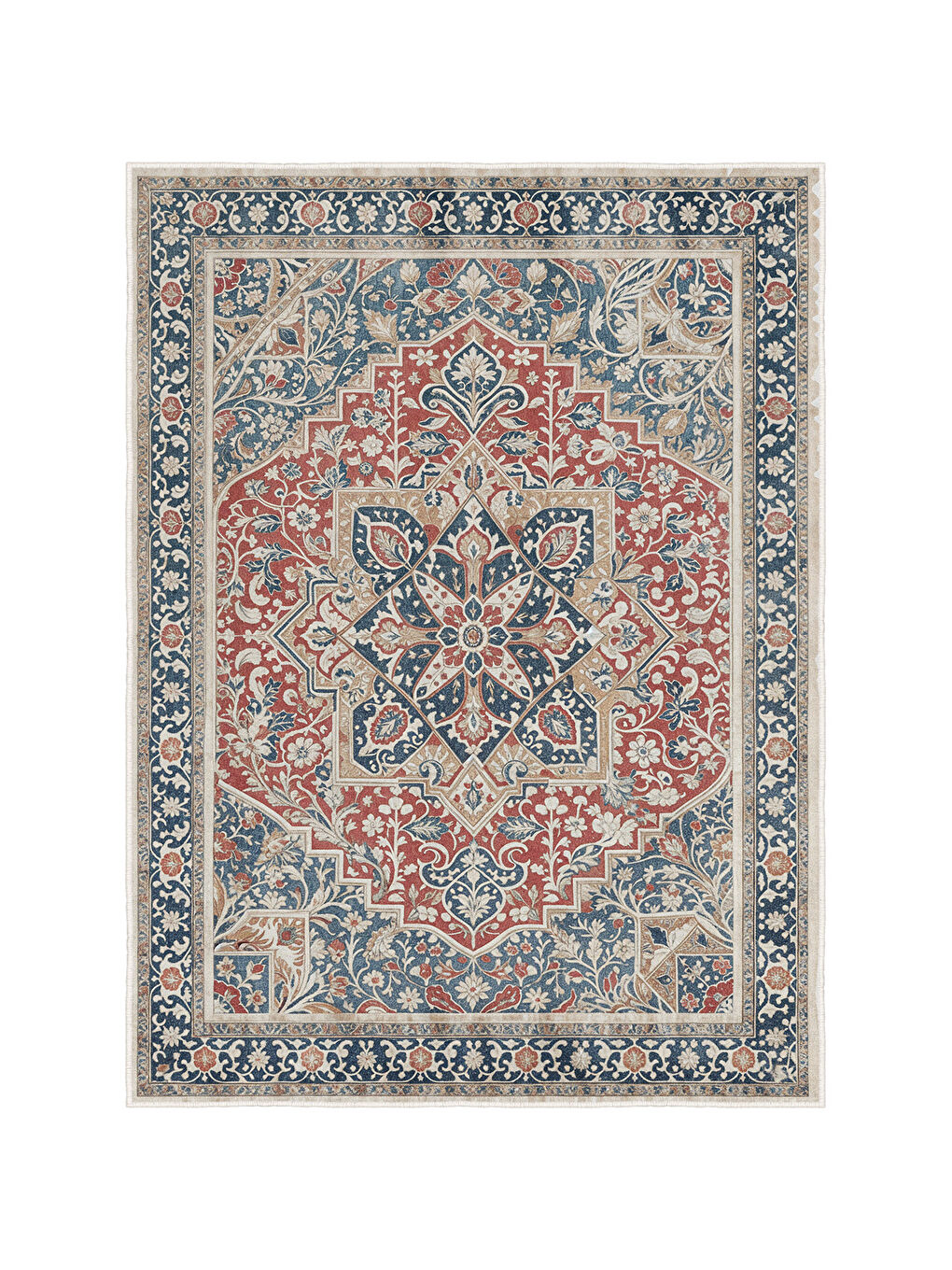 Lacivert Dekoratif Özel Tasarım Yıkanabilir İnce Kaymaz Tabanlı Modern Halı KECE FR15