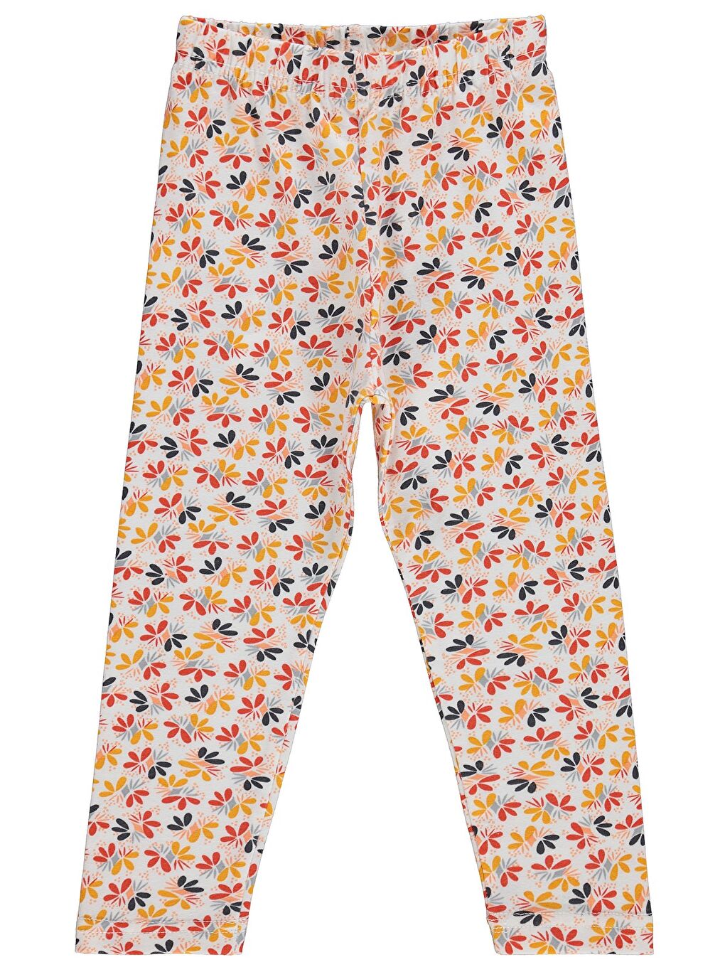 Girls Çiçek Desenli 2-5 Yaş Tayt - Kırık Beyaz