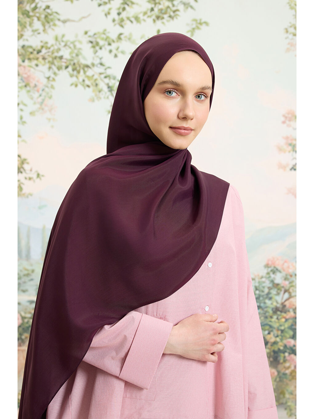 Floş Viskon Düz Şal Mürdüm