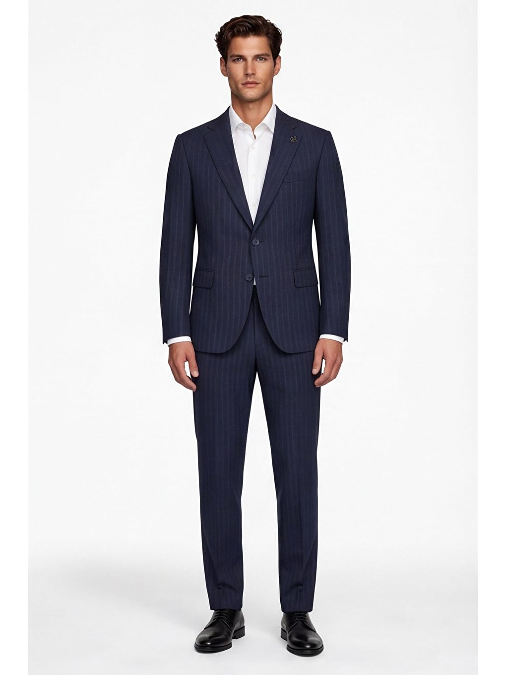 Giotelli Erkek Lacivert Dar Kesim Slim Fit Viskon Dokuma Çizgili 4 Drop Takım Elbise-1