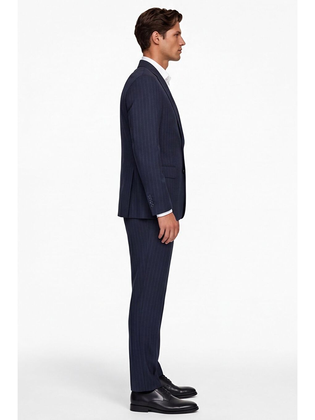 Giotelli Erkek Lacivert Dar Kesim Slim Fit Viskon Dokuma Çizgili 4 Drop Takım Elbise-2