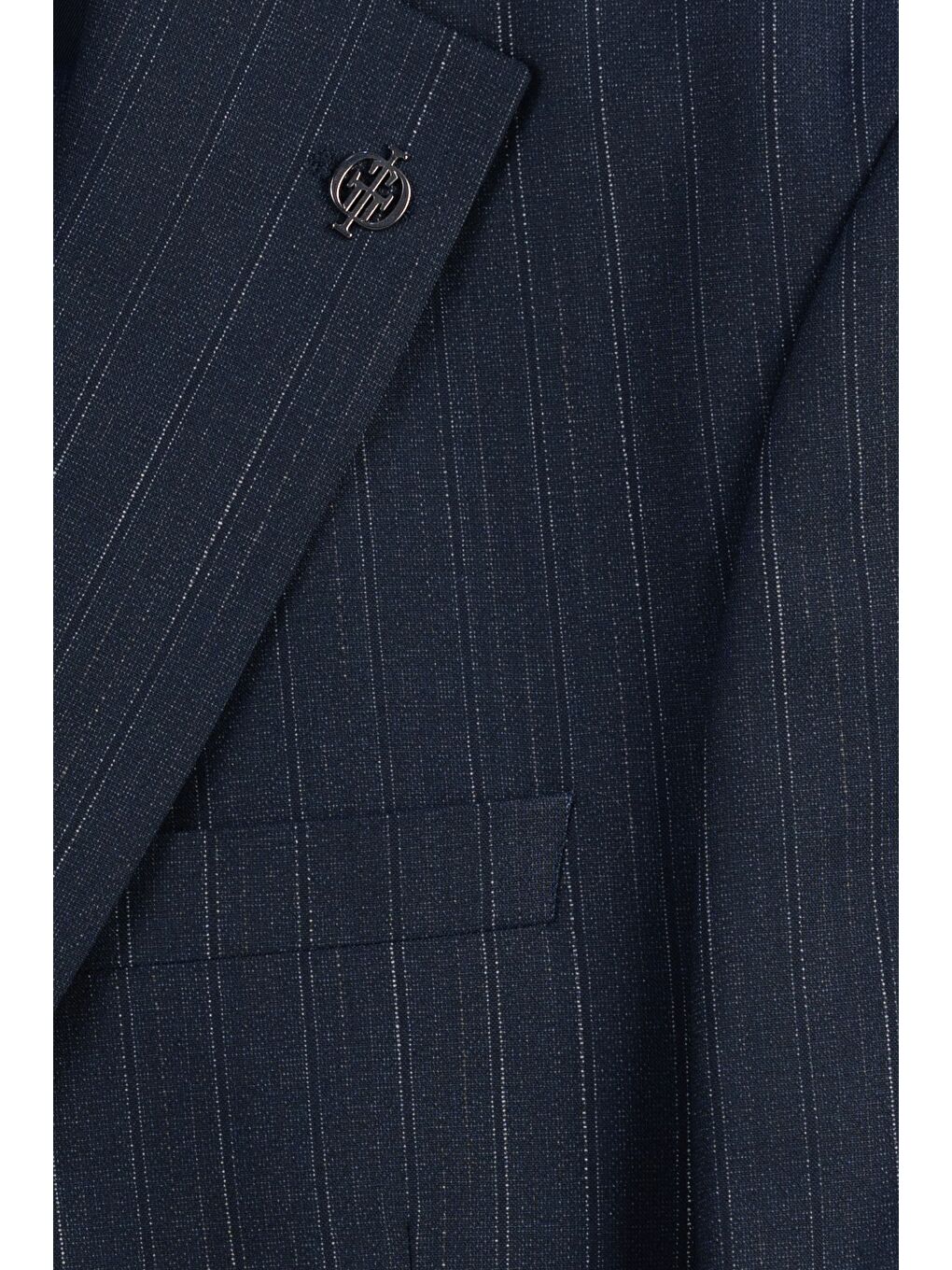 Giotelli Erkek Lacivert Dar Kesim Slim Fit Viskon Dokuma Çizgili 4 Drop Takım Elbise-3