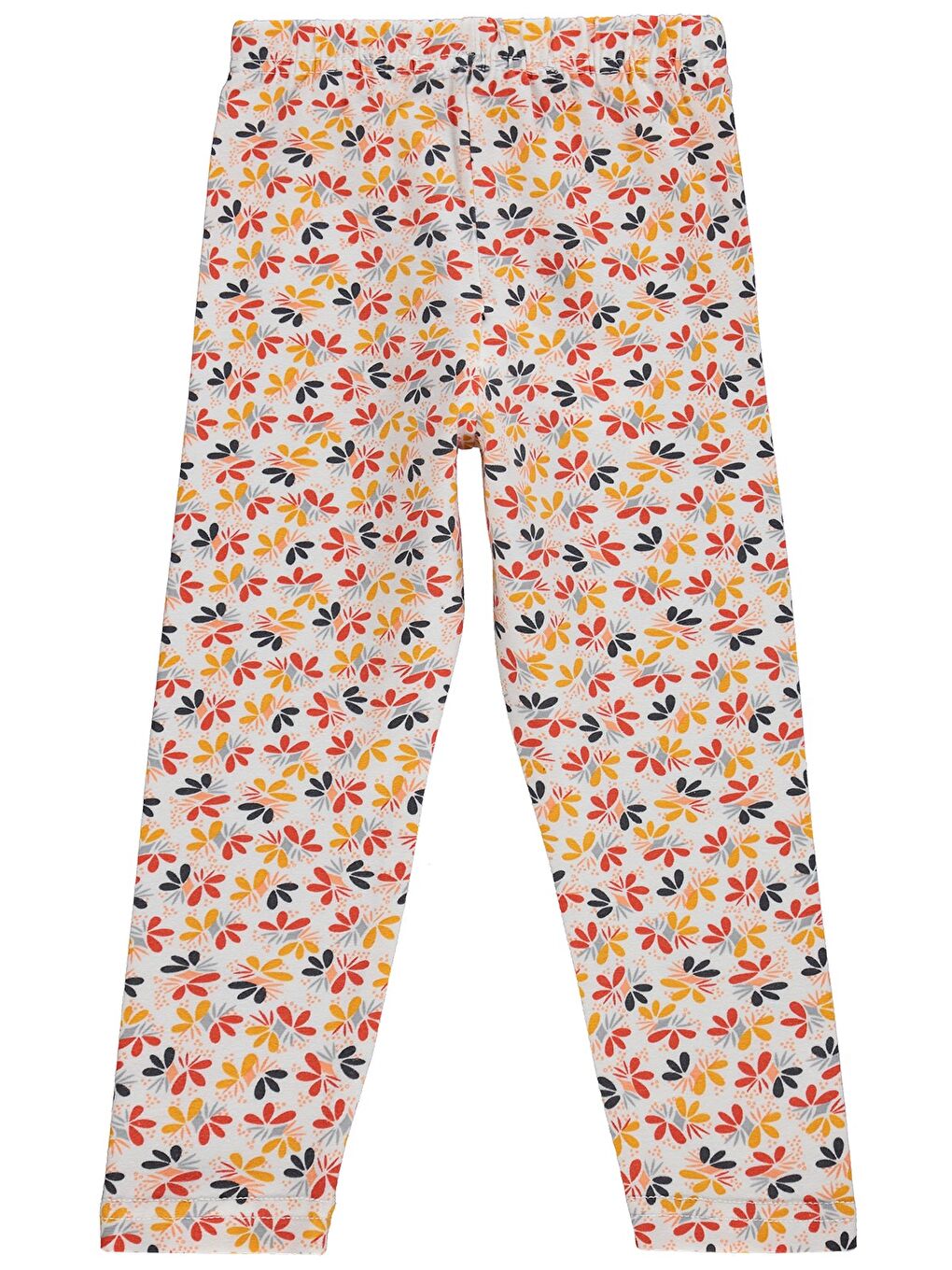 Girls Çiçek Desenli 2-5 Yaş Tayt - Kırık Beyaz-1