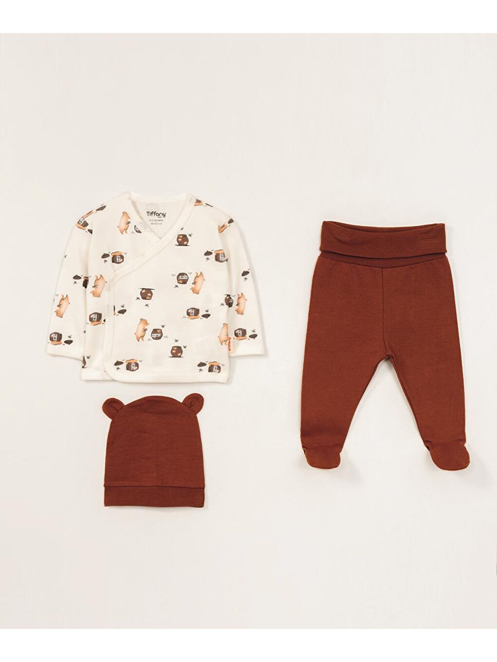 Karışık Honey Bear Tema Üçlü Zıbın Set