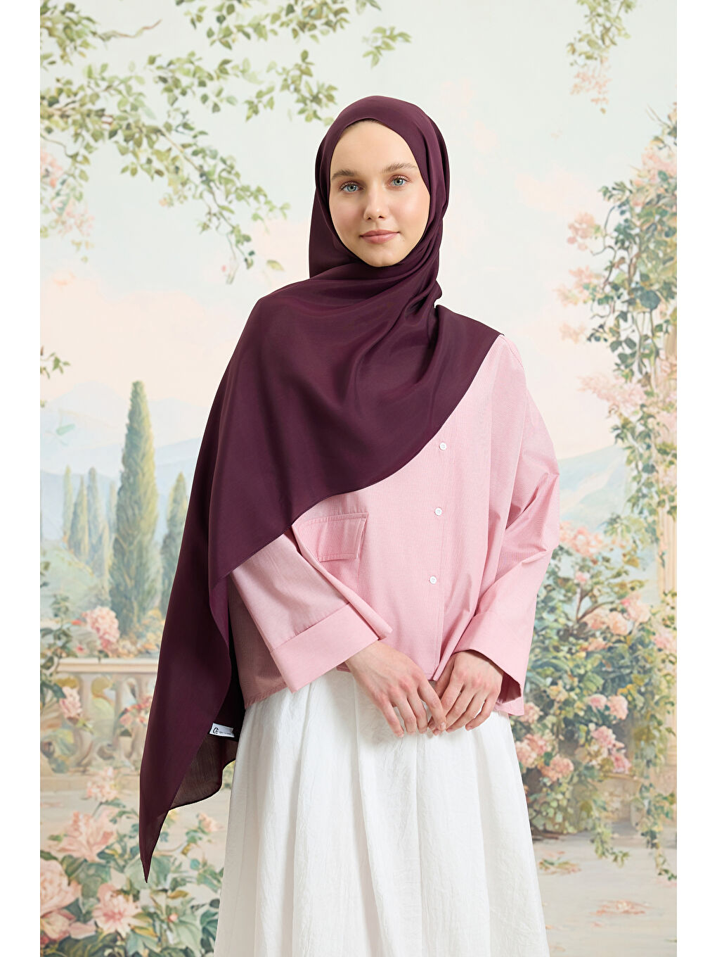 Floş Viskon Düz Şal Mürdüm-1