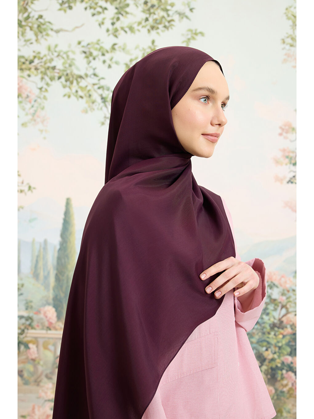 Floş Viskon Düz Şal Mürdüm-2