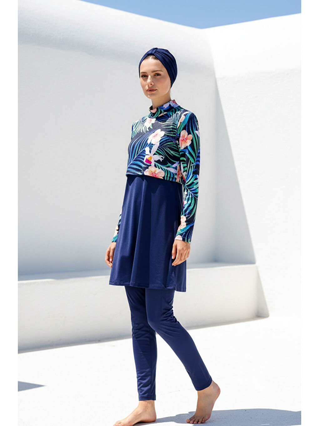 Tam Kapalı Tesettür Mayo Lacivert 1971-2