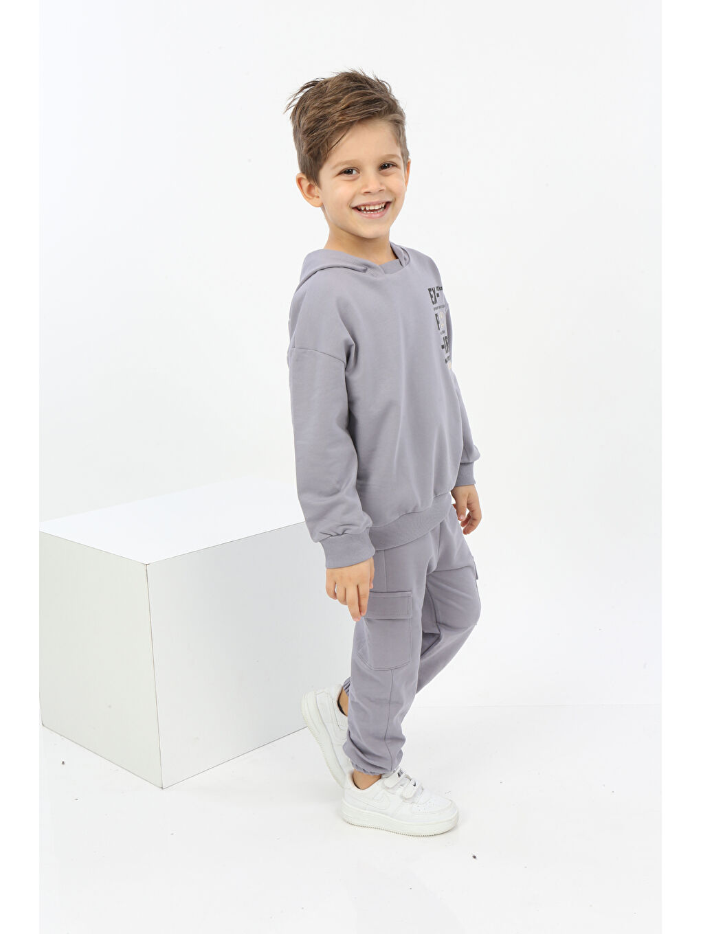 Gri Erkek Çocuk ExPloRer Baskılı Eşofman Takım-1