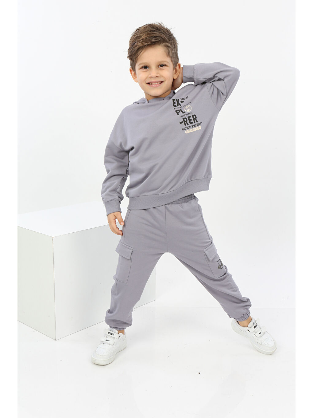 Gri Erkek Çocuk ExPloRer Baskılı Eşofman Takım-2