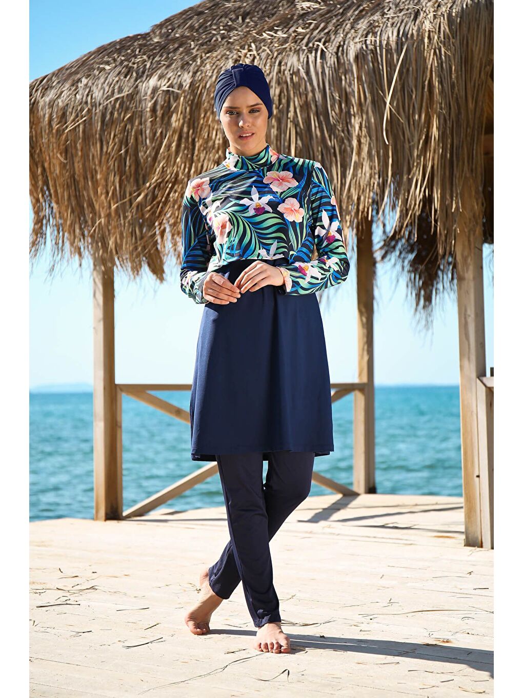 Tam Kapalı Tesettür Mayo Lacivert 1971-3