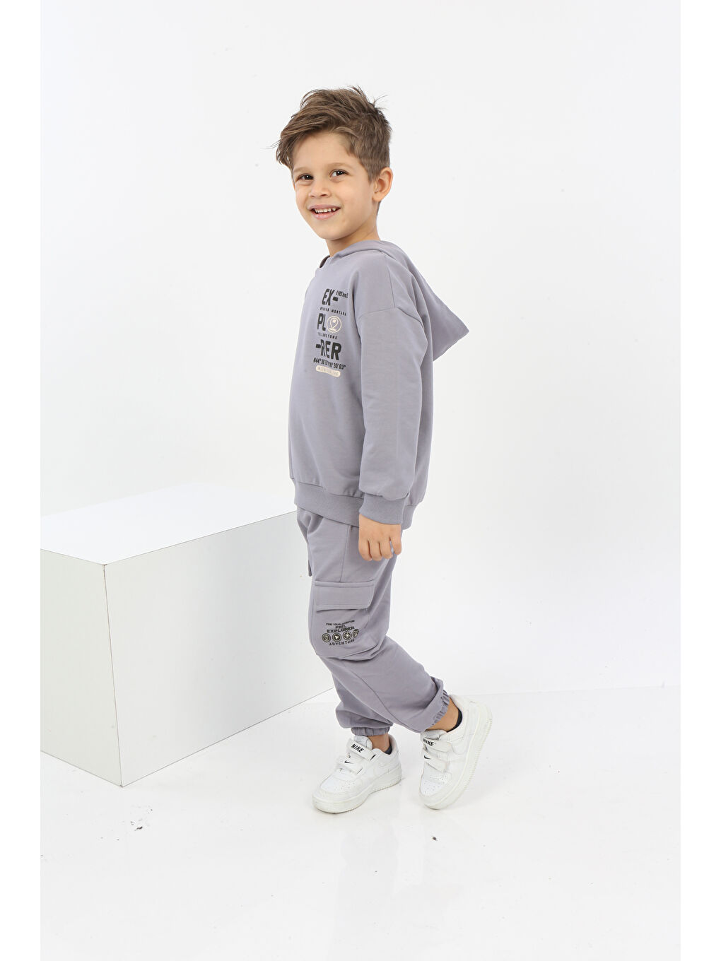 Gri Erkek Çocuk ExPloRer Baskılı Eşofman Takım-3