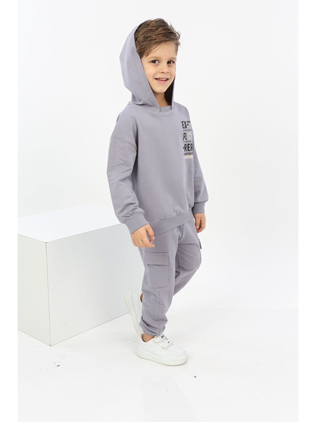 Gri Erkek Çocuk ExPloRer Baskılı Eşofman Takım-4