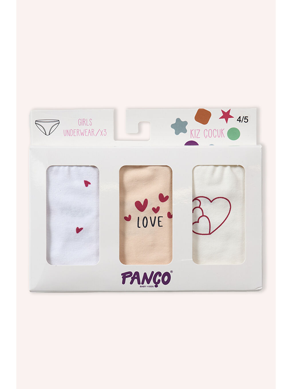 Karışık Kız Çocuk Kalp Desenli 3'lü Slip - İç Giyim-2