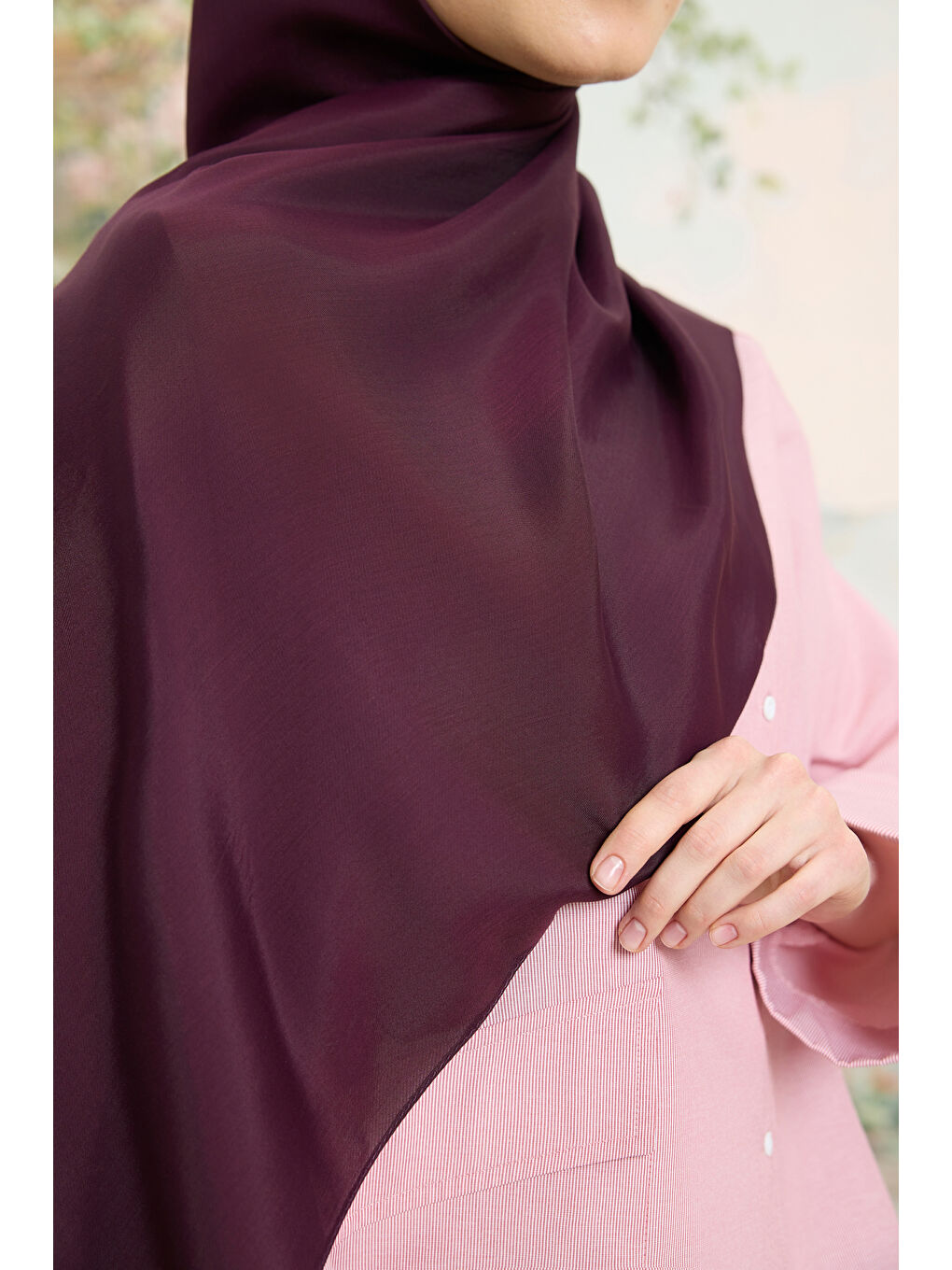 Floş Viskon Düz Şal Mürdüm-4