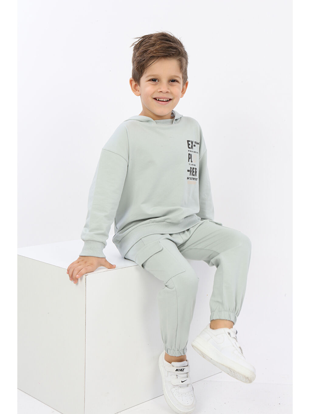 Gri Erkek Çocuk ExPloRer Baskılı Eşofman Takım-3