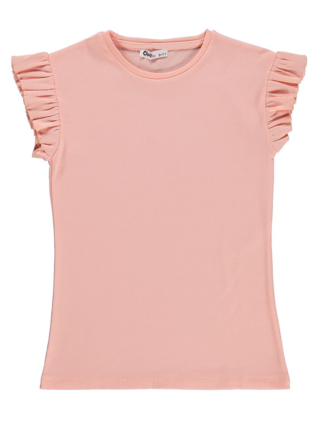Pembe Girls Kolu Brodeli 10-13 Yaş Tişört - Pudra