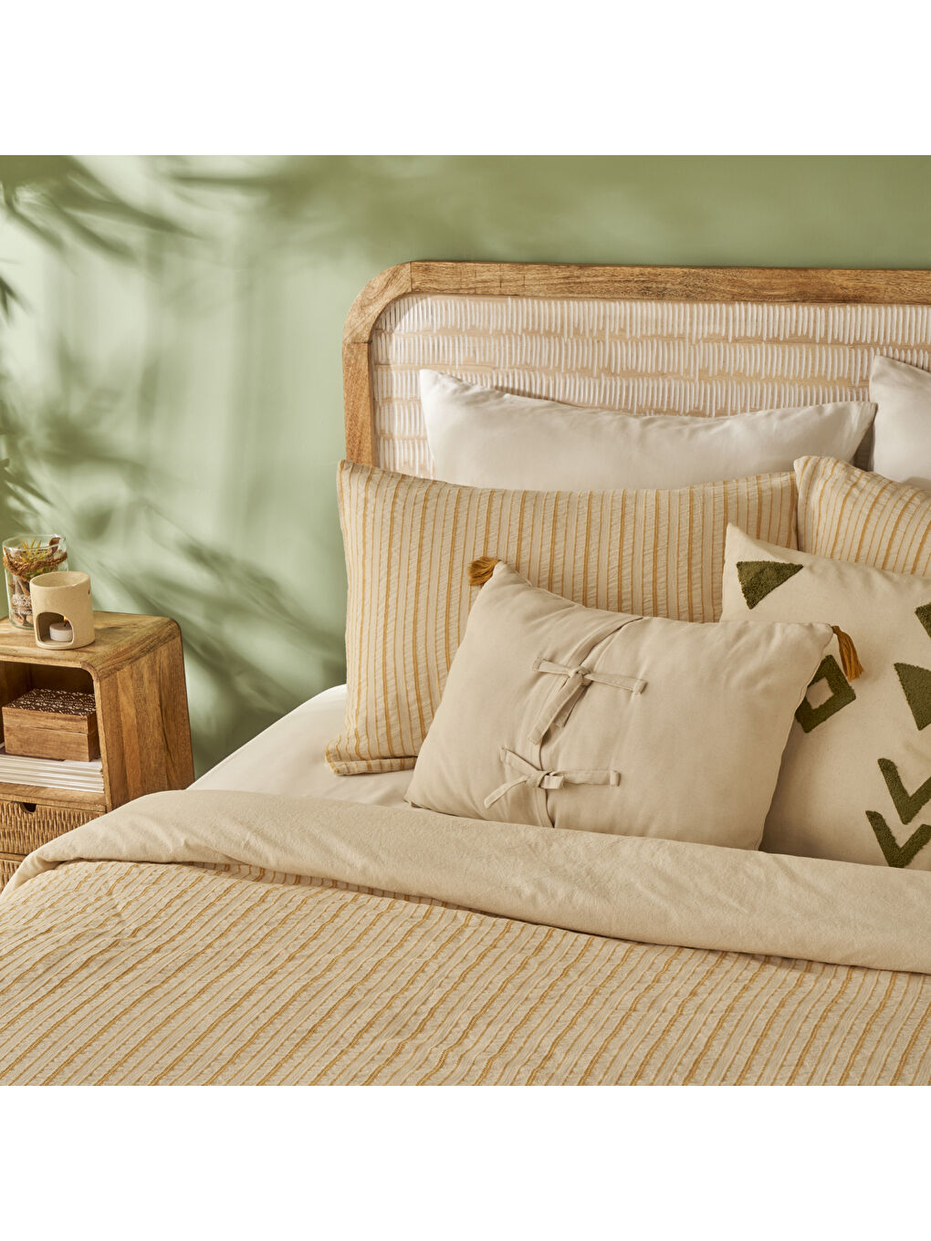 Sarı %100 Pamuk Sevilla Çift Kişilik Nevresim Takımı Hardal (200x220 cm)-1