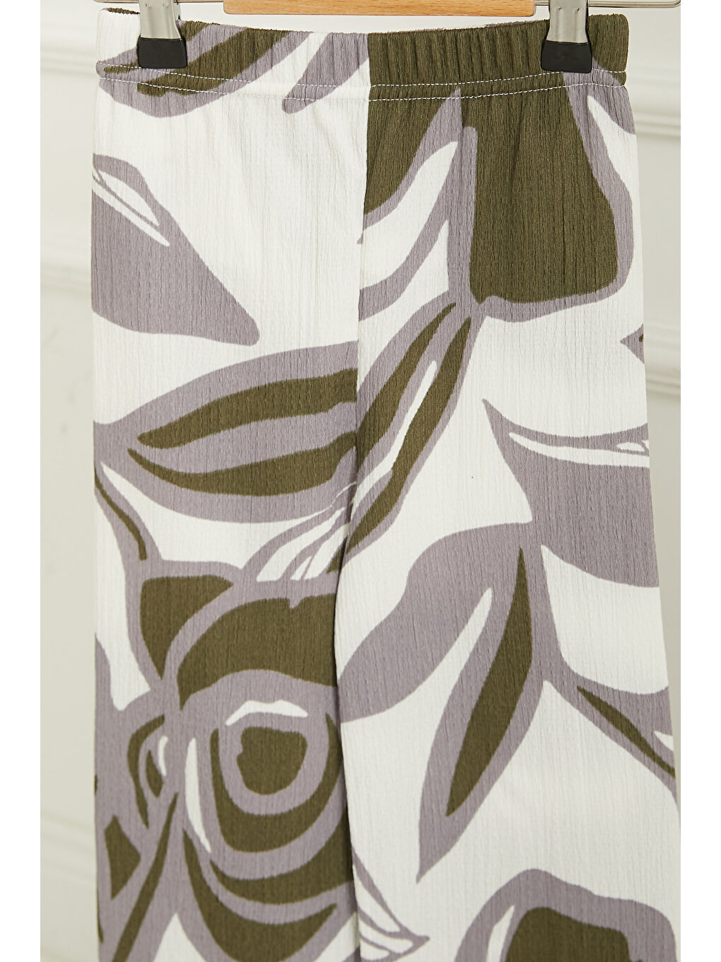 Kız Çocuk Haki Kız Çocuk Desenli Beli Lastikli Pantolon - 26821-1