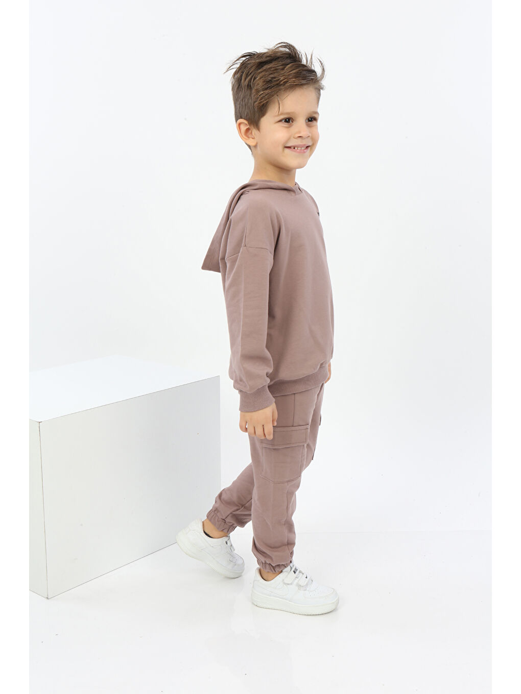 Kahverengi Erkek Çocuk ExPloRer Baskılı Eşofman Takım-1