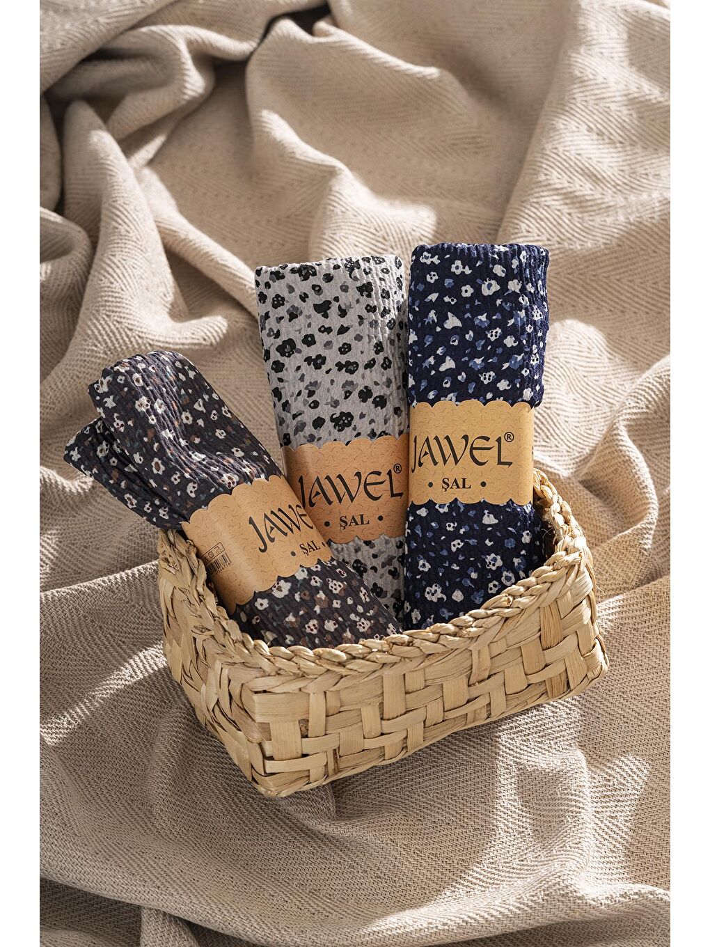 Karışık Kadın Kırışmaz Tesettür 3'lü Bürümcük Şal Paketi (Açık Gri-Lacivert-Füme)