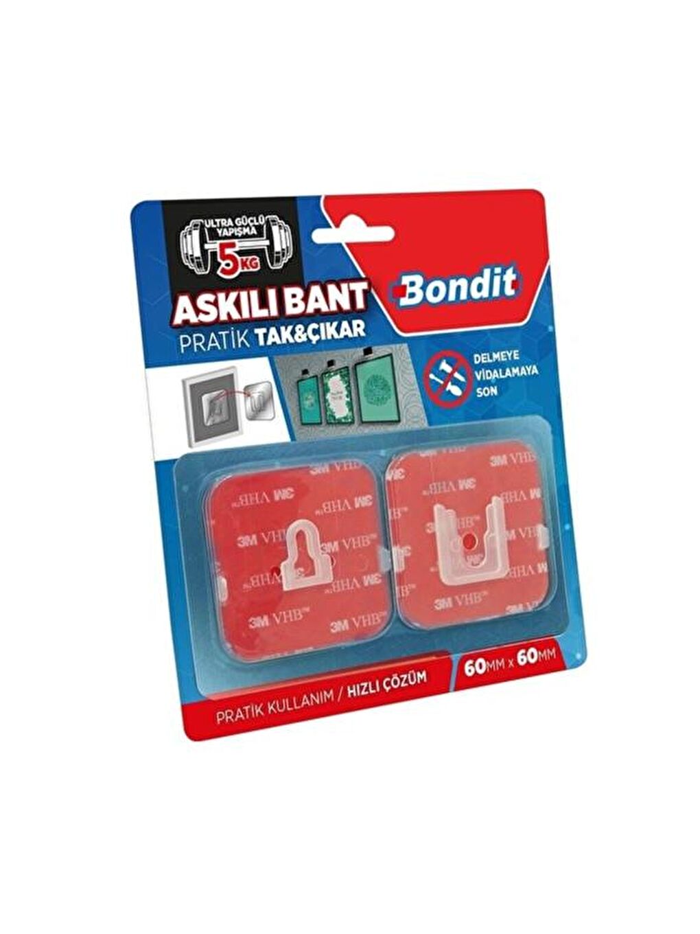 Askılı Tak Çıkar Bant - Şeffaf - 6x6 cm