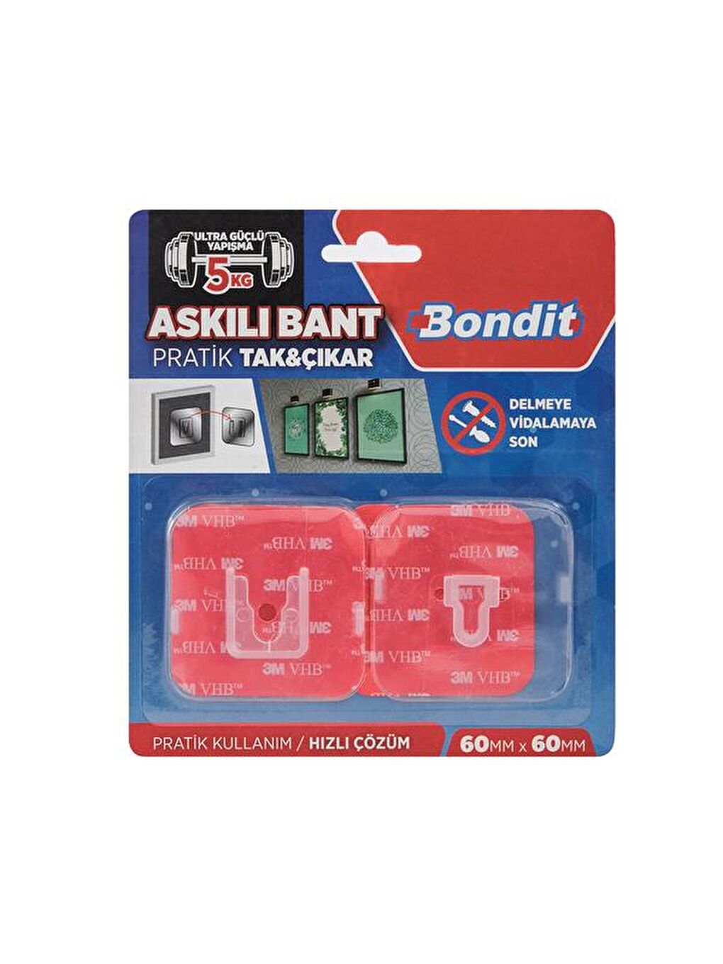 Askılı Tak Çıkar Bant - Şeffaf - 6x6 cm-2