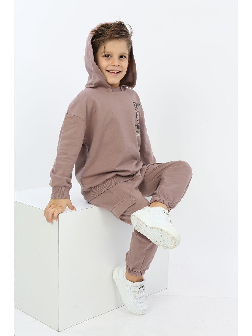 Kahverengi Erkek Çocuk ExPloRer Baskılı Eşofman Takım-5